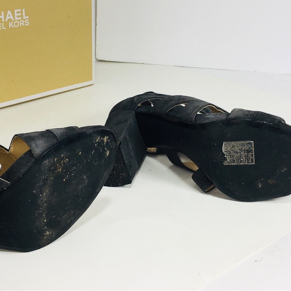 Michael Kors Valerie Sandal Suede Charcoal 11 M - Picture 13 of 15